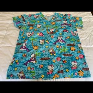 🌴🐬 Hello Kitty Scrub Top Tropical Print 🐬🌴
